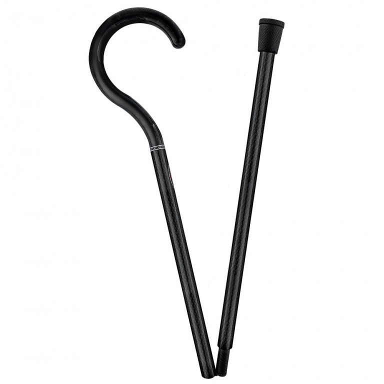 FOLDING TRIPLE WOUND CARBON FIBER BLACK TOURIST 2PIECE WALKING CANE
